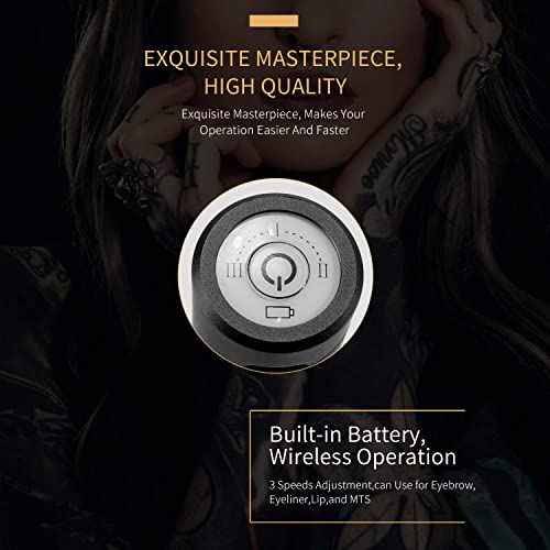 Arrow Wireless Permanent Makeup Tattoo Machine By Mellie Microblading - Powder Brows - Shading - Microshading - Brow Machine Compatible with M3 or Intelli Needle Cartridge (Machine, Black)