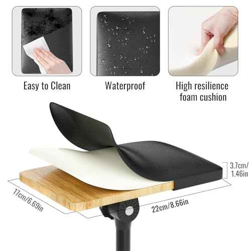 Wormhole Tattoo Arm Rest, Tattoo Chair for client, Tattoo Armrest Stand Tripod, 180¡Æ Rotation Adjustable Height and Tilt, Thicken Soft Sponge Pad 8.66*6.69*1.46in, Foldable Arm Rest for Tattoo Studio
