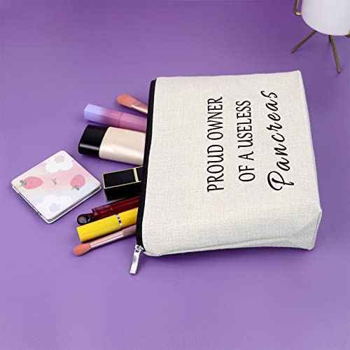 Sazuwu Diabetes Awareness Makeup Bag Cosmetic Organizers Support Gifts for Women Mom Grandma Birthday Christmas Gifts Travel Pouch