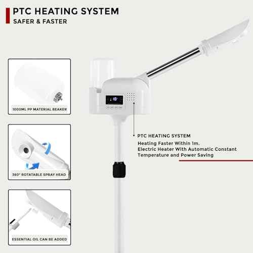 Professional Facial Steamer On Wheels for Esthetician, Touch Screen Vaporizador Facial Steamer with Hot Mist&Timer Function, Spa and Home Use