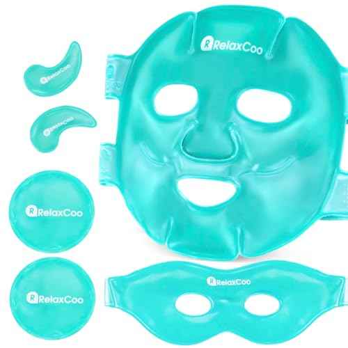 Ice Face Eye Mask for Dark Circles and Puffiness Cold Warm Compress, Gel Cold Cooling Face Mask Package for Women and Men, Migraines, Headache, Stress and Relaxation