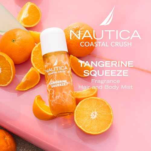 Nautica Tangerine Squeeze, a Citrus Gourmand Hair & Body Mist for Women, Notes of Tangerine, Jasmine, and Sandalwood, Long Lasting, 8.0 fl oz
