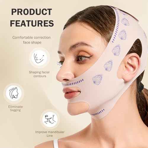 MASIKA Chin Strap for Sleeping£¬V-Line Mask,£¬V-Line Lifting Chinstrap£¬Jaw Exerciser, Reusable Face Strap.Jaw Strap,Jawline Shaper,Double chin strap£¬Chin lifting strap£¬Face lifting strap£¬Leaf,M