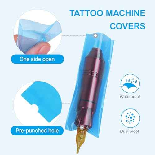 224pcs Tattoo Practice Kit - Include 200pcs Large Tattoo Machine Pen Covers 4pcs Tattoos Grip Wraps 5pcs 3mm Tattoos Skins 10pcs Transfer Paper and 5 Pairs of Gloves for Tattooing Beginner Supplies