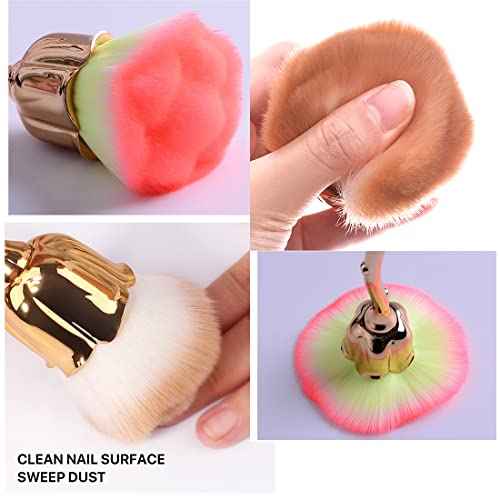 2 Pcs Rose Flower Makeup Brushes Flower Blush Brush Super Large Face Powder Makeup Brushes kabuki brushes for Powder Cosmetic Nail Dust Brush Loose Powder Brush Makeup Manicure (Red/Pink)