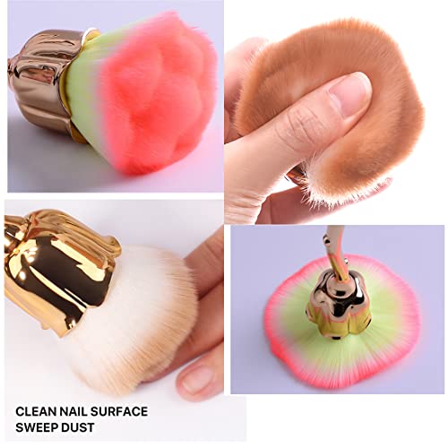 2 Pcs Rose Flower Makeup Brushes Flower Blush Brush Super Large Face Powder Makeup Brushes kabuki brushes for Powder Cosmetic Nail Dust Brush Loose Powder Brush Makeup Manicure (Red/Pink)