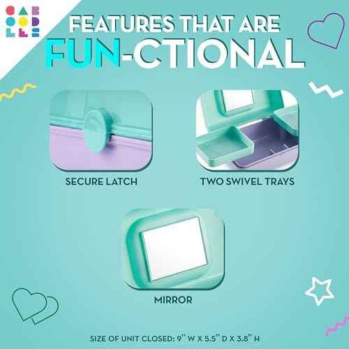 Caboodles Pretty in Petite Makeup Box, Hard Plastic Organizer Box, 2 Swivel Trays, Fashion Mirror, Secure Latch for Safe Travel