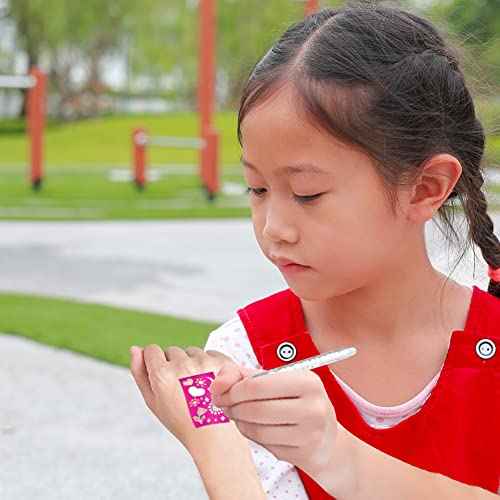 ArtCreativity Shimmery Temporary Tattoo Pens for Kids, 4 Pack, Each Pack with 6 Tattoo Markers & 3 Stencil Stickers, Washable Tattoo Body Ink, Sparkle Girls Fashion Activity, Sparkly Tats Body Art Set