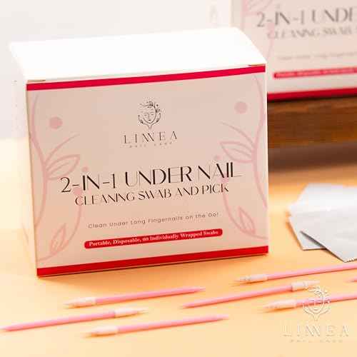LINNEA Under Nail Cleaning Swab & Picks, 2-in-1 Disposable Nail Cleaner, 60 Individually Wrapped, Pre-Soaked in 70% Isopropyl Alcohol, Fingernail Cleaning Tool for Hygiene & Nail Care