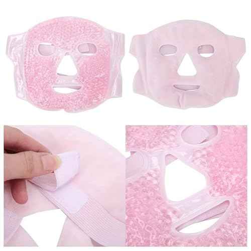 CALIDAKA Gel Beads Face Cover Ice Mask Pack Cold Face Eye Mask Ice Pack Reduce Face Puff Gel Beads Hot Heat Cold Compress Pack Face SPA for Woman Sleeping, Pressure, Headaches(COLOR:Pink)