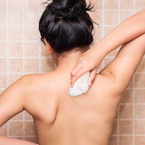 Tatuo 5 Pcs Exfoliating Face and Body Wash Cloths Towel Weave Bath Exfoliating Scrub Massage Bath Cloth for Women and Men, 10.63 x 9.05 Inch(Beige Edge)