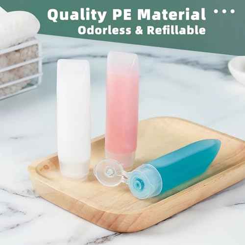 6 Pcs 1 oz Travel Size Toiletries Refillable Travel Bottles, Squeeze Travel Toiletry Bottles with Labels for Toiletry Makeup Travel Containers