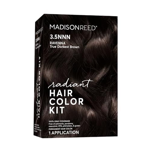 Madison Reed Radiant Hair Color Kit | 3.5NNN Darkest Brown-Black (Ravenna Brown) 100% Maximum Gray Hair Coverage | Permanent Hair Dye for Resistant Grays | PPD-Free & Ammonia-Free |1 Pack