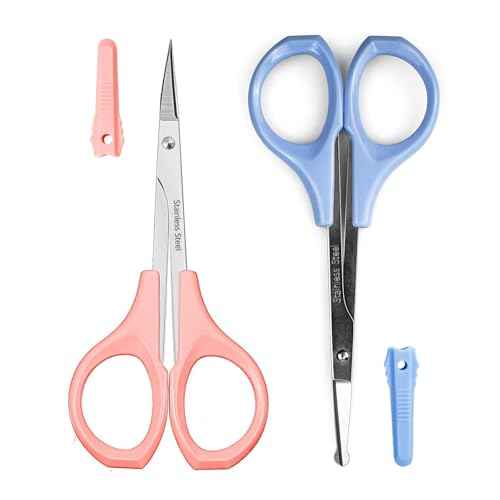 2 Pcs Eyebrow Scissors for Women£¬ Small Scissors Beauty for Facial Hair, Beard, Ear, Nose, Moustache£¬ Stainless Steel