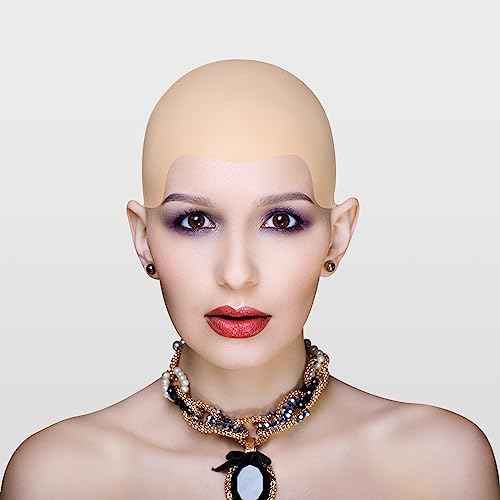 Bald Cap Halloween, 2Pcs Nylon Wig Caps 2Pcs Latex Makeup Bald Cap for Adults Women Men Costume Accessory for Theme Halloween Party Cosplay