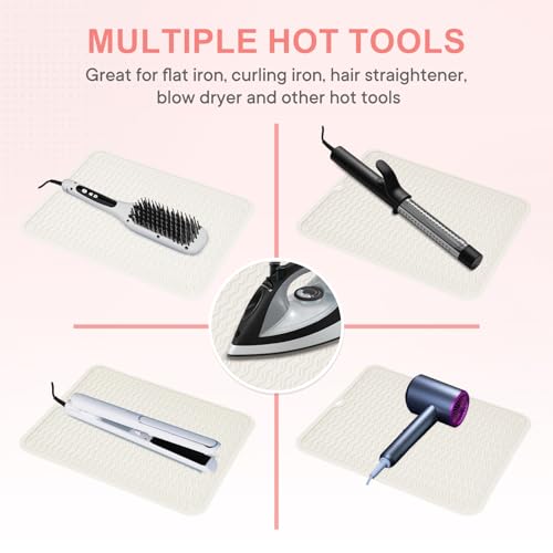 Oversize Silicone Heat Resistant Mat, Portable Travel Mat Cover for Curling Irons, Flat Irons, Hair Straightener and Hot Hair Styling Tools(14.2" x 11")