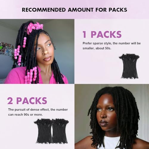 16 inch 50 Strands Loc Extensions Human Hair, 0.4cm Width 100% Human Hair Dreadlock Extensions for Men/Women, Can be Dyed Soft Dreads Extensions,Salt/Pepper