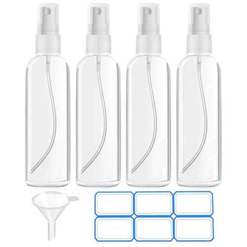 4 Pack 4 Oz (120ml) Small Spray Bottles - Fine Mist, Refillable, Reusable