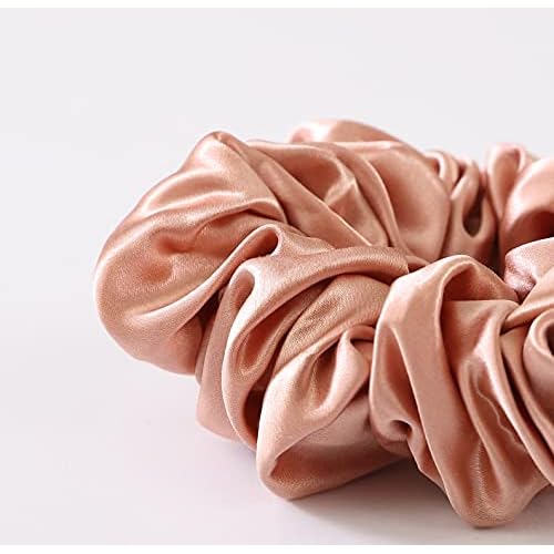 MTSNOO 100% Pure 22 Momme Mulberry Silk Scrunchies with Elastic Band, 1 Pack, Light Pink, for Hair Sleep, for Women and Girls