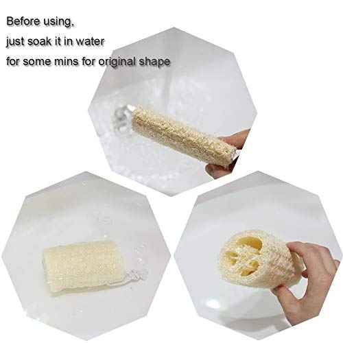 4" Natural Loofah Exfoliating Body Sponge Scrubber, Plant-Based Organic Loofa Luffa for Men & Women Skin Care Bath Shower Cleaning Back & Fac, Natural Sponges for Dishes, Pack of 4