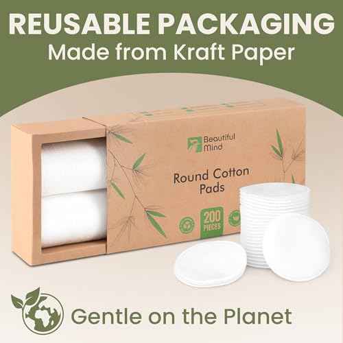 Cotton Round Pads for Face 200 Pack - 3 Layer Eye Makeup and Nail Polish Remover - Lint Free Cleansing Circle Pad for Facial Exfoliating, Toner - Travel Size Skin Care Rounds