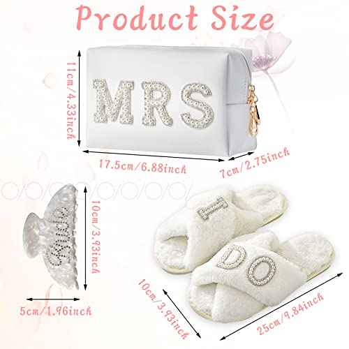 Bride To Be Gift Set - Makeup Bag, Slippers, Robe, Hair Clip - Wedding Gifts