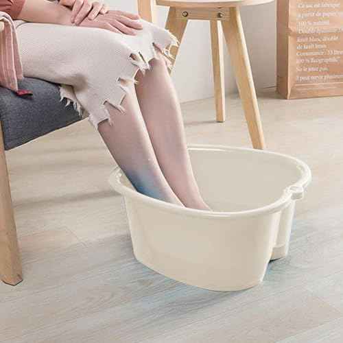 Foot Soaking Tub Large Size Foot Basin Sturdy Soaking Feet Bucket Massager Tub Exfoliation Callus Pedicure Foots Spa Bath Bucket for Women and Men (White)