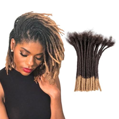 Viovian 0.6cm Dreadlock Extensions Human Hair 8 Inch 60 Strands Ombre Dread Extensions Human Hair Locs Extensions for Men Dreads Extensions Color 1b/27