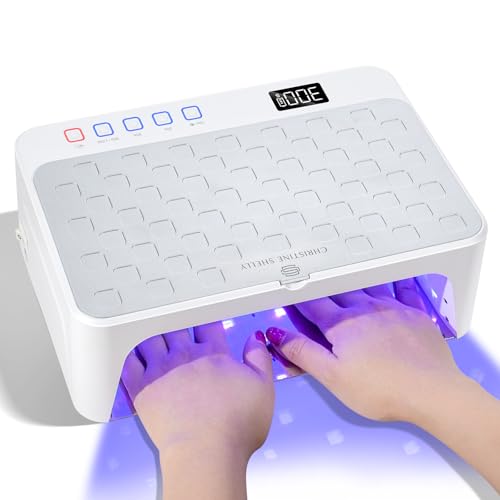 UV LED Nail Lamp, Rechargeable UV Light for Gel Nails, Luxury Nail Dryer, Curing Lamp for Gel Polish Dryer, Two Hand with Special Red Light Skincare, 4+2 Timer