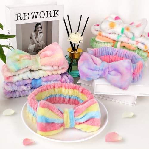 6 Pack Spa Headband for Women Makeup Skincare Headband Soft Coral Fleece Bow Hairband Goody Bag Stuffers Party Favors Christmas Stocking Stuffers for Woman Adult Teen Spa Gifts For Women Gifts Basket
