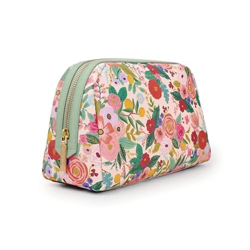 RIFLE PAPER CO. Garden Party Large Cosmetic Pouch for Storing Small Accessories, Includes Gold Zipper, Printed in Full Color with Stylized Pattern and Foil Stamped Logo
