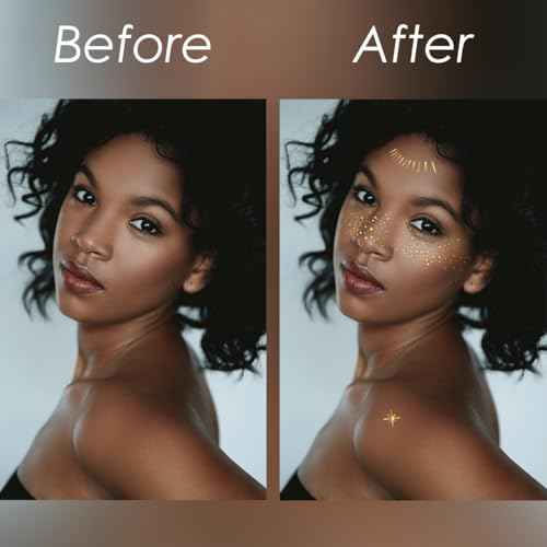 Glitter Freckles Face Tattoo - 24PCS Waterproof Gold Temporary Sparkle Patches for Women, Glow Up Makeup (Gold)