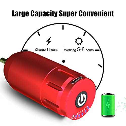 Tattoo Battery Power Supply RCA Spare Portable Rechargeable Cordless Motor for Tattoo Pen Rotary Tattoo Machine Permanent Makeup Equipment (RCA Red)