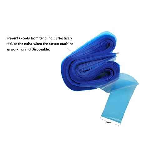 HuoHuo 100PCS Tattoo Clip Cord Sleeves,Box Plastic Clip Cord Sleeves blue,Disposable Hygiene Clip Cord Covers,One Box of 100PCS Plastic blue Clip Cord Sleeves,Machine Bags(Blue)