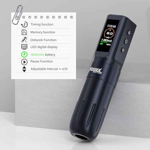 Neebol Tattoo Gun Kit, Wireless Tattoo Machine Kit with LED Display, Complete Tattoo Kit Includes 10 Cartridge Needles, Ink Set, Practice Skin, 1600mAh Tattoo Power