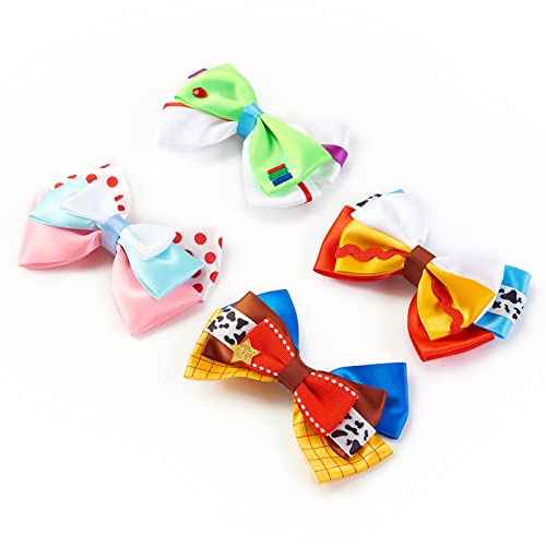 4 Inch Little Girls Hair Bow Clips 4Pcs Cartoon Toy Dress Up Hair Accessories Birthday Party Decorations Gift