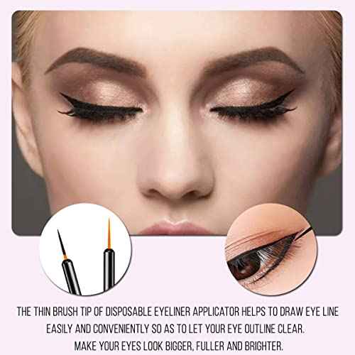 KINGMAS 100 Pack Eyeliner Brush, Disposable Ultra-fine Point Eyeliner Applicator Cosmetic Eye Wands Eye Liner Makeup Tool
