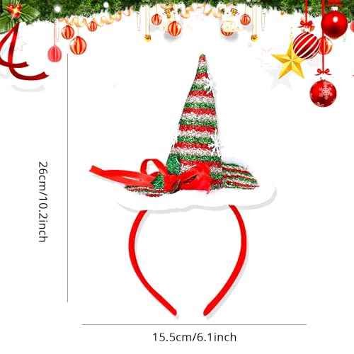 BELSITA Christmas Headbands Santa Hat Hair Bands Glitters Christmas Hair Hoops White Snowflake Ribbon Headdress for Adult Costume Clothes Makeup Decorations Party Gift