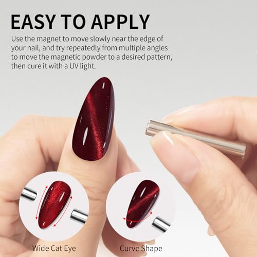 MAYCHAO 15ML Cat Eye Gel Nail Polish 1Pc Burgundy Gel Polish with Magnet Soak off Holographic Magnetic Nail Polish for Nail Art Manicure Salon DIY at Home, 0.5 OZ