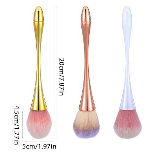 3 Pcs Nail Dust Brushes, Nail Art Dust Brushes for Cleaning Powder Dip Powder Brush Large Makeup Blush Brush Nails Art Tools Trimming Cleaning Tools for Professional Beginners