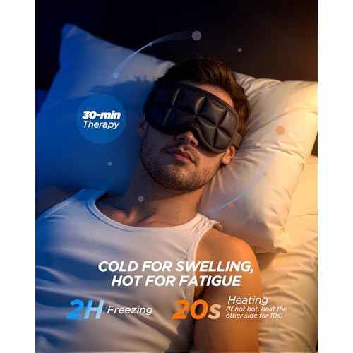 3D Cooling Sleep Mask with Double Coldfocus Gel - Frozen Cold Gel Eyes Mask with Contoured Blackout Hot & Cold Therapy for Women, Men Sleeping on Airplane Traveling for Migraine, Dry Puffy Eyes,1 Pack