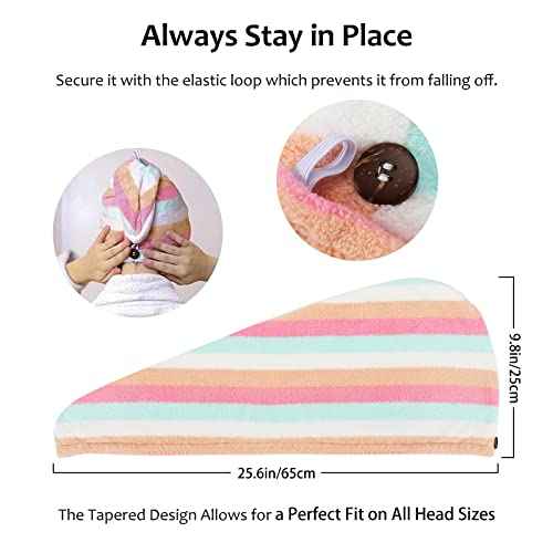 AuroTrends Microfiber Hair Towel 2Pack, Hair Towel Wrap for Women/Kids- Super Absorbent Soft Microfiber Towel for Hair, Hair Drying Towels for Long/Thick/Fine/Curly Hair (Set of 2, Rainbow)