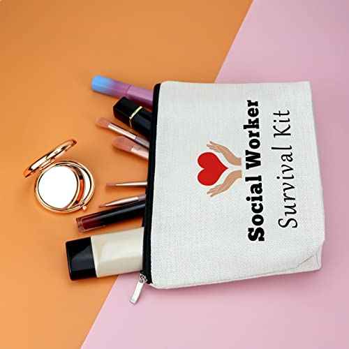 Social Worker Gift Thank You Gift for Woman Makeup Bag Social Work Appreciation Gift Cosmetic Bag Birthday Gift for Social Worker Volunteer Friends Travel Pouch Christmas Thanksgiving Day Gift