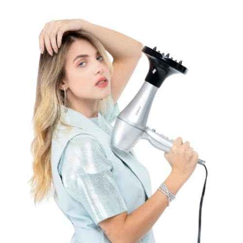 Taiff Style Hair Dryer IonSense Silver – 125V, Fast Drying, Frizz-Reducing Ionic-Ceramic, 1875W, Lightweight Blow Dryer with Diffuser for Curly Hair, Professional Performance (Silver)