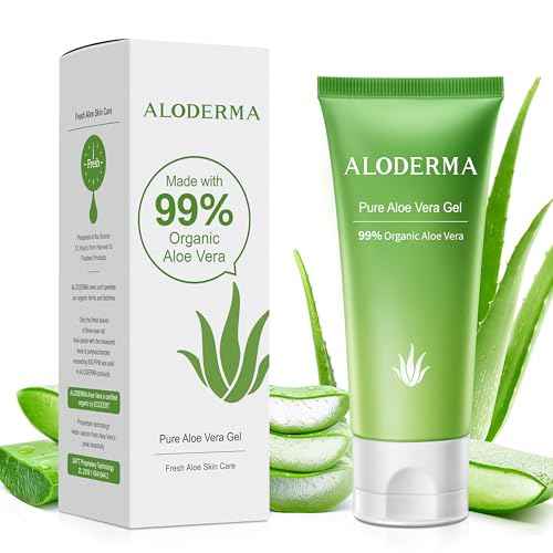 Aloderma 99% Organic Aloe Vera Gel for Face Made within 12 Hours of Harvest - Natural Hydrating Pure Aloe Vera for Soothing Skincare - Moisturizing Aloe Gel for Skin, Face, & Sensitive Skin, 4.02 oz