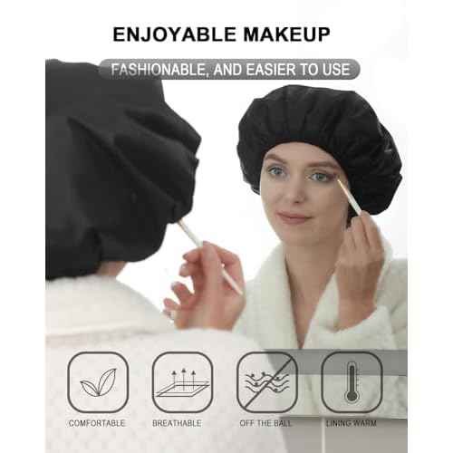 YIZIJIZI Terry Lined Shower Cap,Triple Layer Large Cap for Women,Shower Cap Reusable Waterproof,Long Thick Hair(Black)