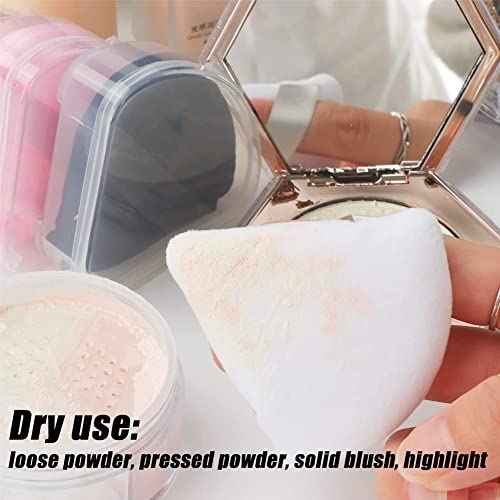 Ocim 10Pcs Triangle Powder Puffs for Face Powder,Soft Velour Triangular Beauty Puff,Makeup Pressed,Baking & Setting Powder Sponge Applicator Pads with Case,Black