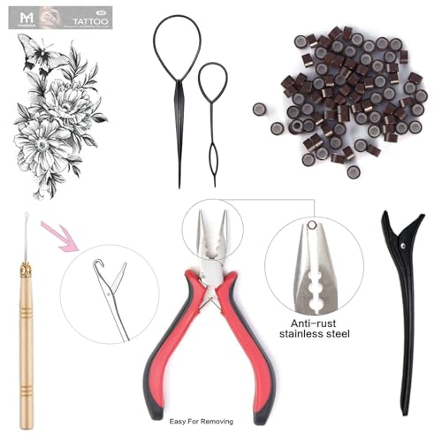 AMchoice Hair Tinsel Kit with Tools 12 Colors 3000 Strands Fairy Hair Tinsel Heat Resistant Sparkling Shiny Tinsel Hair Extensions 48 Inch Colorful Hair Tinsel strands Kit