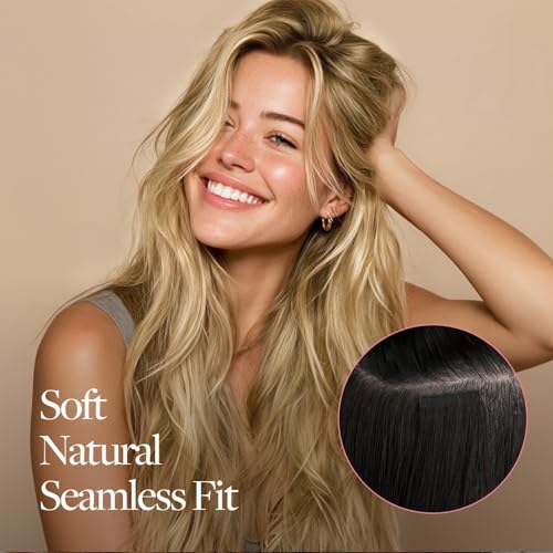 GOO GOO Genius Tape in Hair Extensions, Hand Tied Tape Weft, 16/22 Light Blonde Highlighted Golden Blonde, 20inch 50g 20pcs, Remy Human Hair, Seamless Invisible Tape, Natural Blend, Lightweight