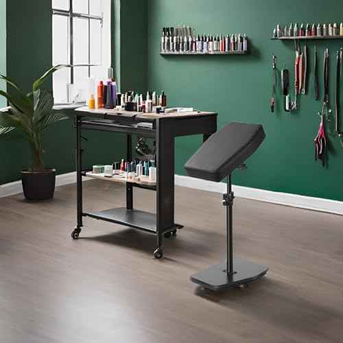 Black Tattoo Armrest Stand Adjustable Height, Professional Design and Sturdy Base